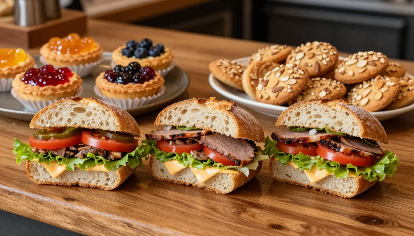 Sándwiches de miga, tartas individuales y bizcochitos