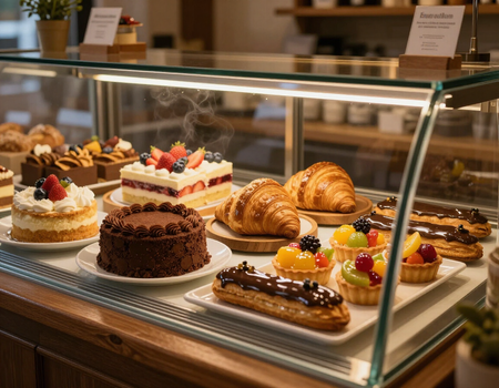Vitrina de tortas y masas finas