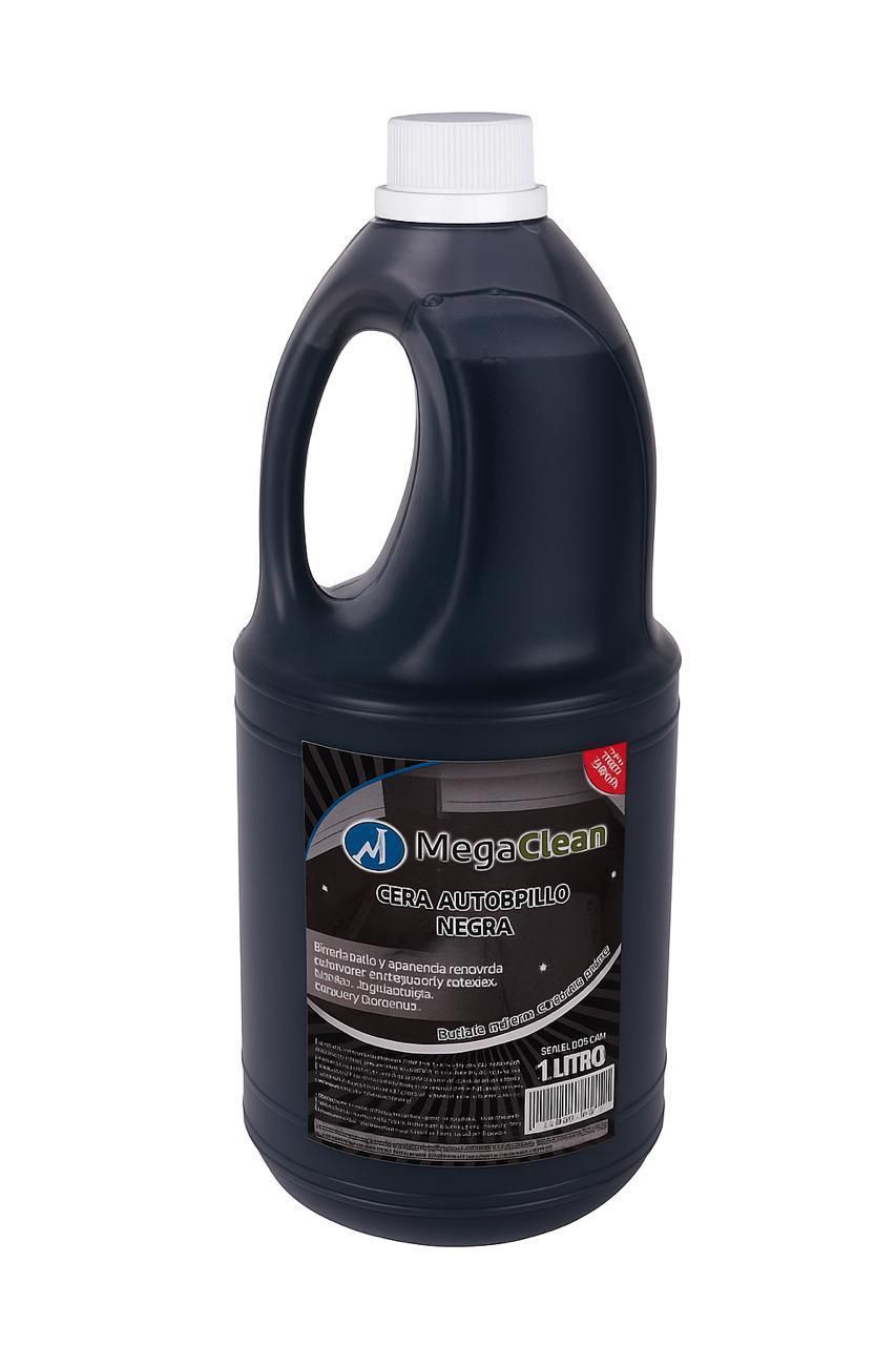 Botella roja de limpiador líquido con tapa y asa blancas. Etiqueta MegaClean visible.