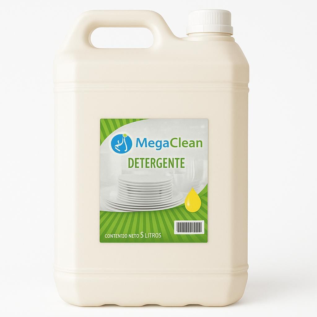 Botella amarilla de jabón para platos MegaClean con tapón dispensador. 600 cc.