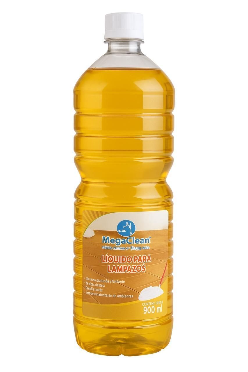 Aceite de cocina amarillo transparente en una botella de plástico con tapón y etiqueta blancos.