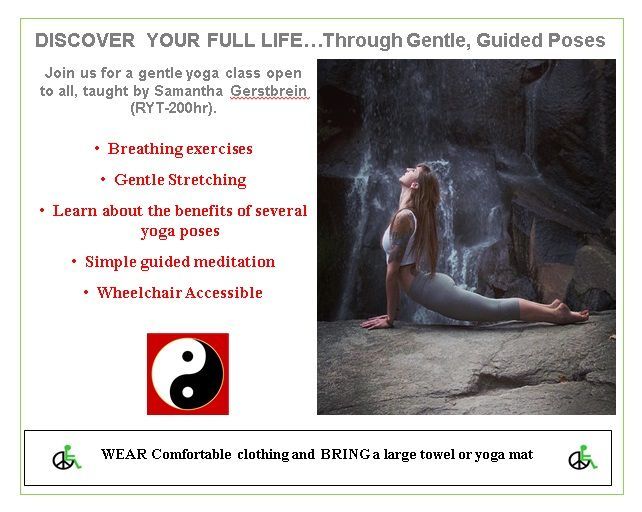 A poster for a yoga class that says discover your full life through gentle guided poses