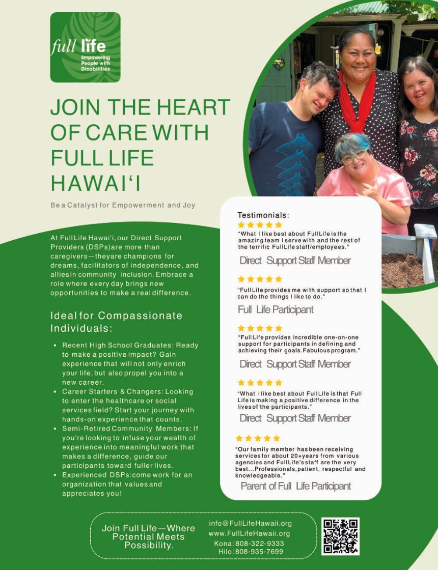 Click to open A flyer that says join the heart of care with full life hawaii