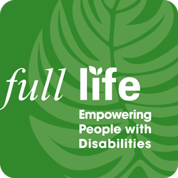 A green logo for full life empowering people with disabilities