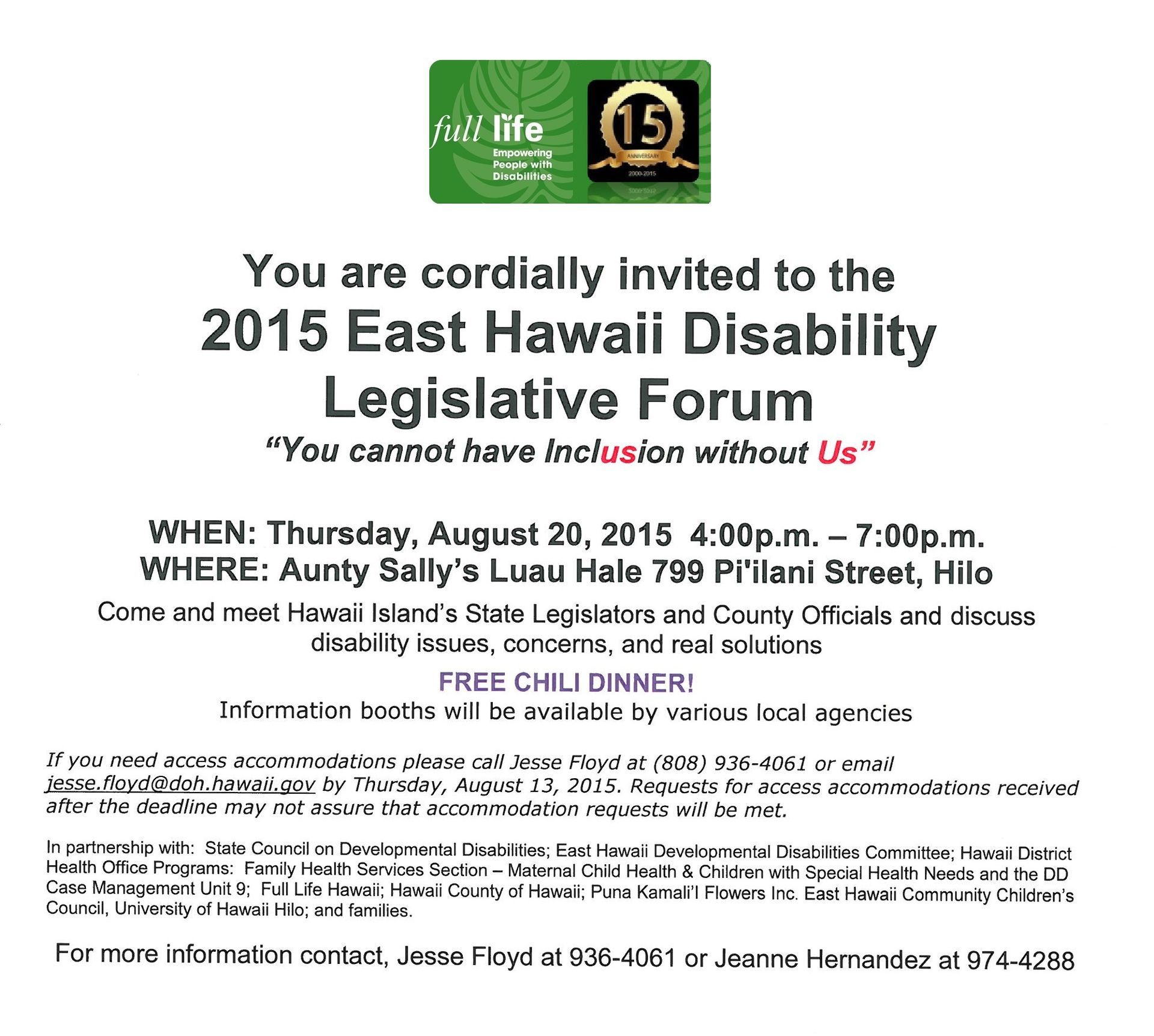 You are cordially invited to the 2015 east hawaii disability legislative forum