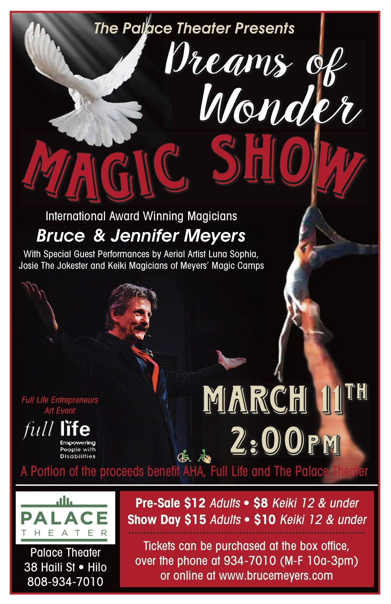 A poster for a magic show called dreams of wonder