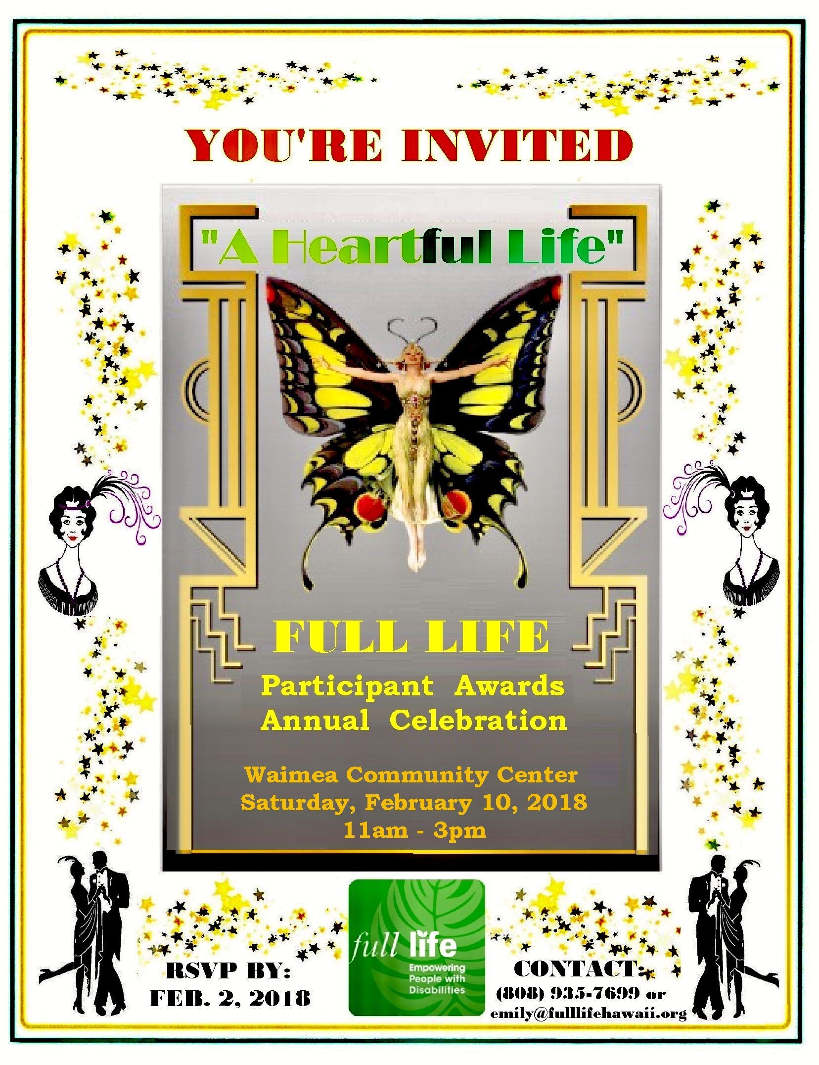 A poster that says you 're invited to a heartful life