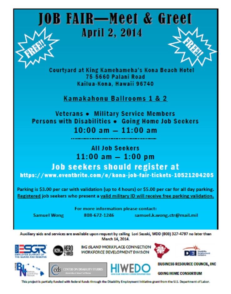 A flyer for a job fair on april 2nd 2014