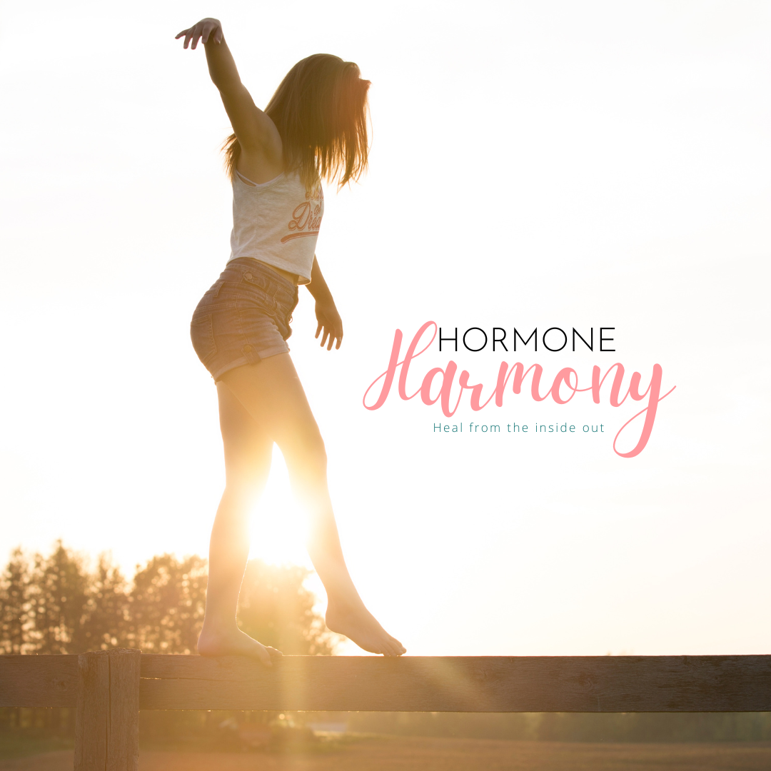 Woman balancing on a wooden rail with sun setting in the background; text reads