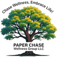 Paper Chase Wellness Group LLC logo with a green tree and slogan &ldquo;Chase Wellness, Embrace Life!&rdquo;