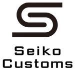 A black logo consisting of a stylized letter 'S' above the text 'Seiko Customs' on a white background.