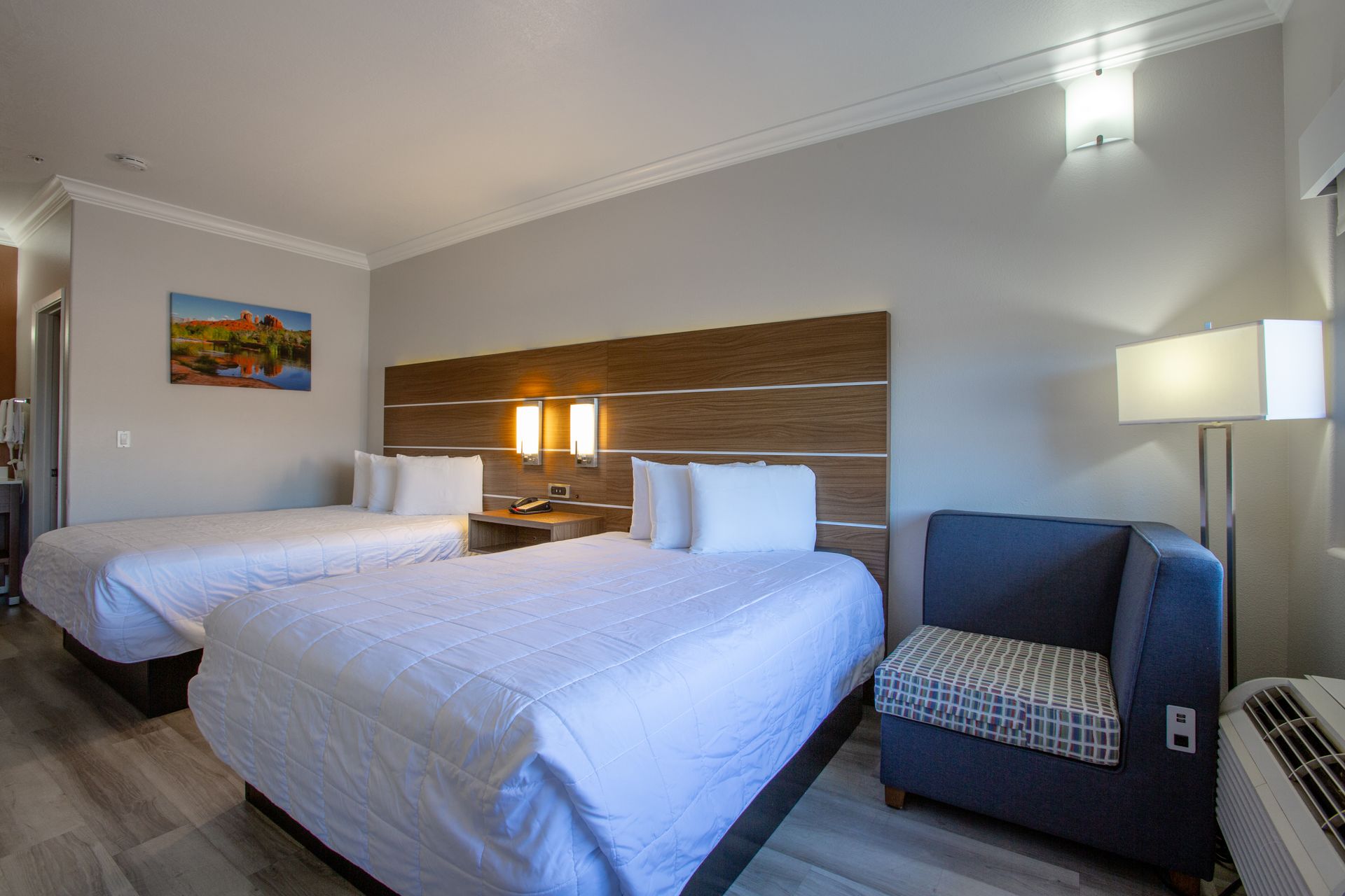 Spacious Ground Level Queen Retreat at Wildflower Inn with double queen beds and modern decor