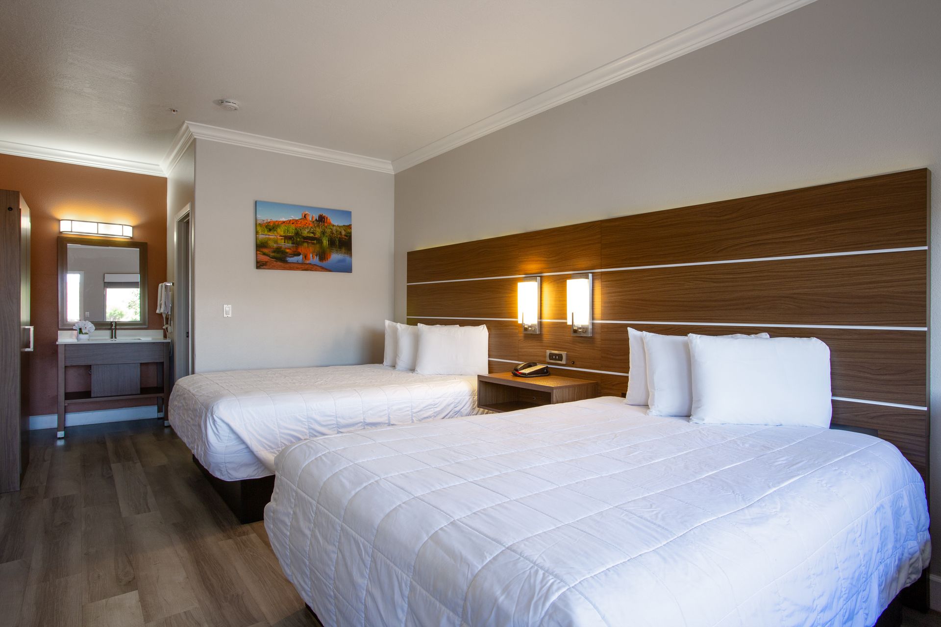 Ground-floor Queen Retreat room featuring comfy Beautyrest mattresses and ample natural light