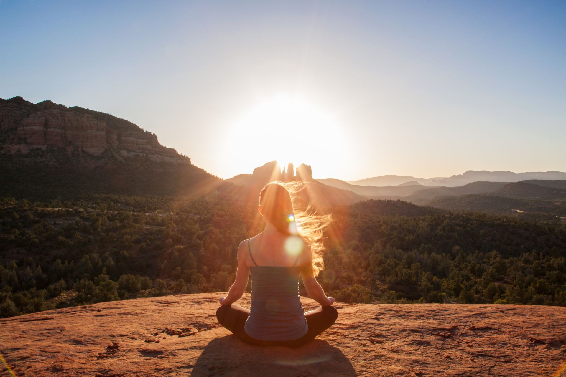 Yoga and energy healing session at Sedona’s Boynton Canyon vortex