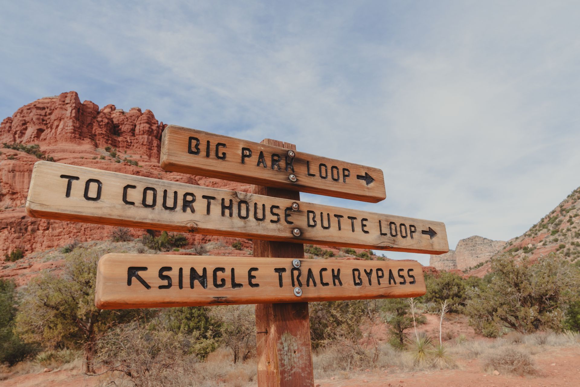 Courthouse Butte Loop trailhead sign near Bell Rock, Sedona