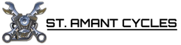 A logo for st. amant cycles with a pair of scissors