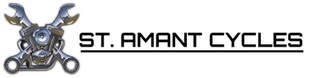 A logo for st. amant cycles with a pair of scissors