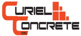 Curiel Concrete logo in black and orange with stylized block lettering