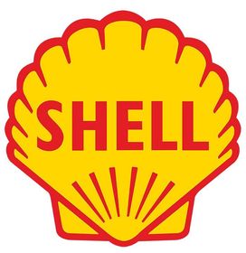 Shell logo: yellow scallop shell with red outline and red “SHELL” text