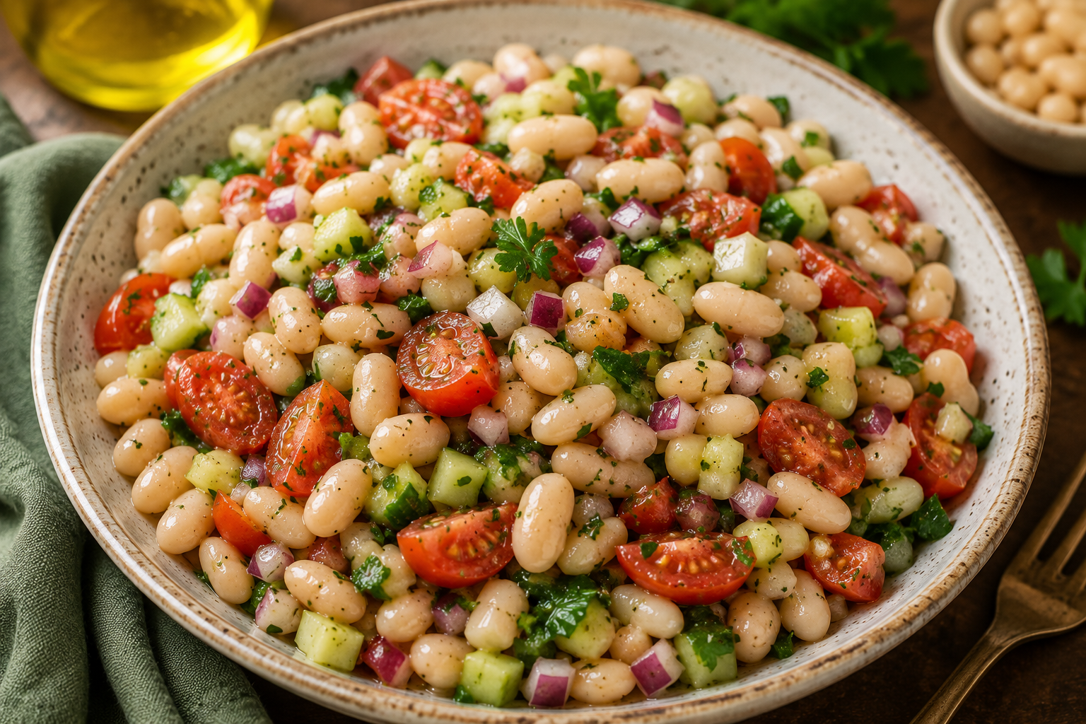 salada de feijão branco