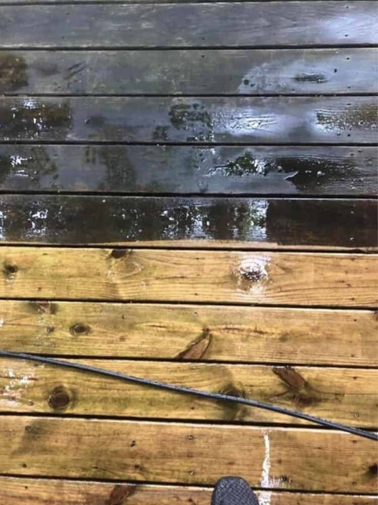 Before and after Cleaning The Deck — Springfield, IL — Midwest Power/Soft Washing