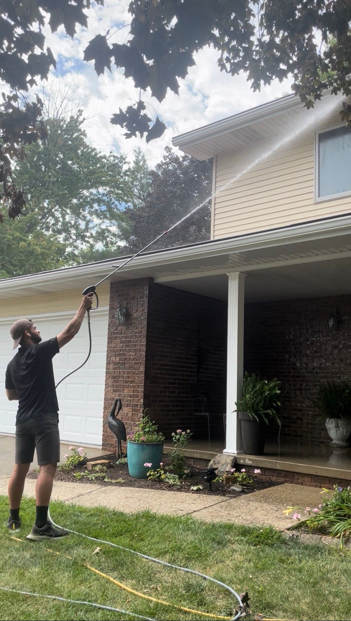 High Pressured Water To Clean The Gutter — Springfield, IL — Midwest Power/Soft Washing