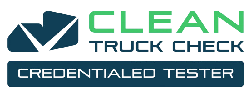 A logo for clean truck check credentialed tester