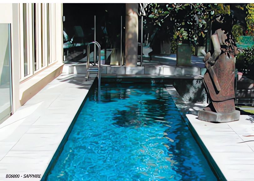 A Picture of A Swimming Pool with The Word Sapphire on The Bottom — Concrete Colour Solutions in Maitland, NSW