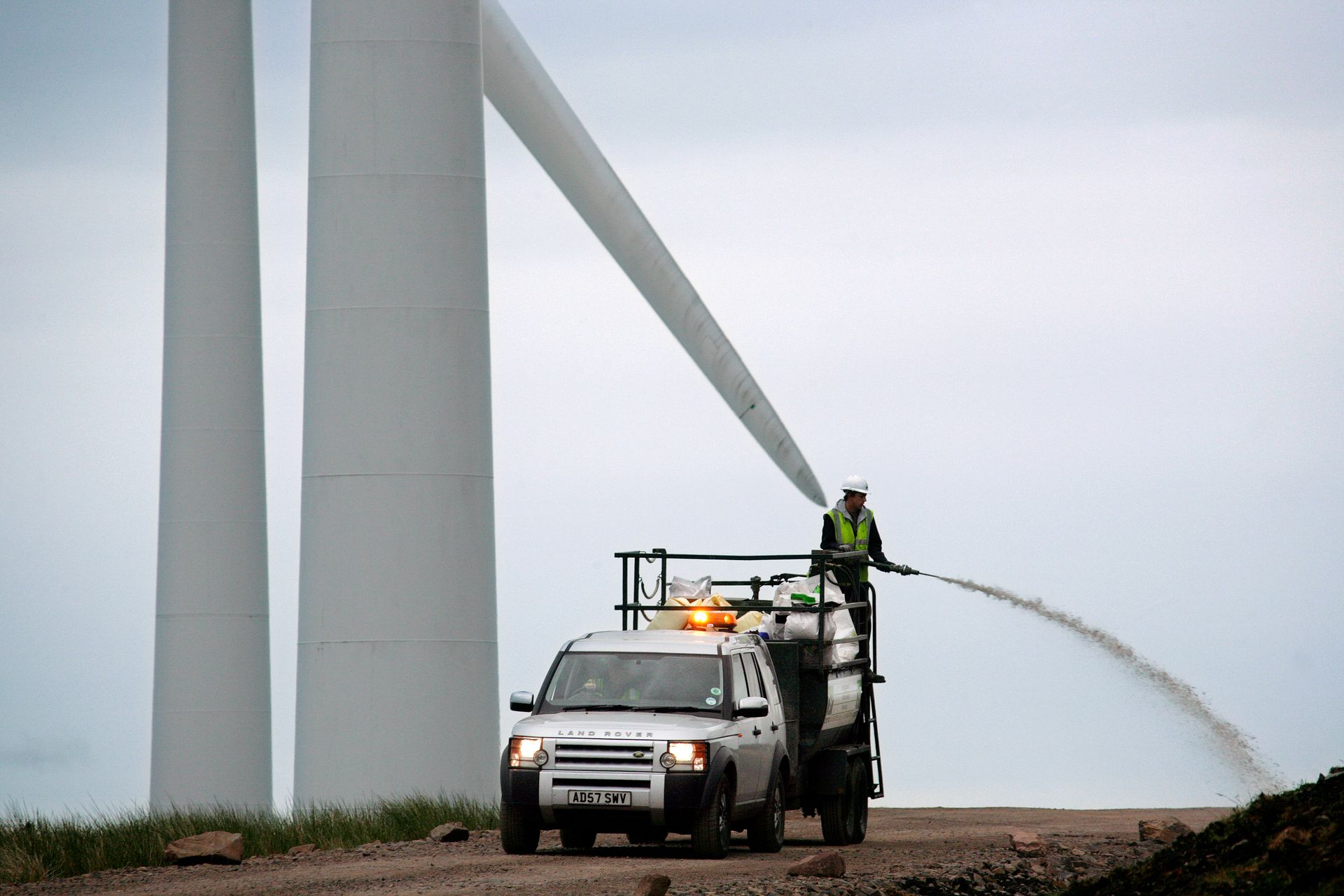 Hydroseeder being towed by a Landrover Discovery at Clyde Wind Farm. Over 100 hectares of seeding completed.