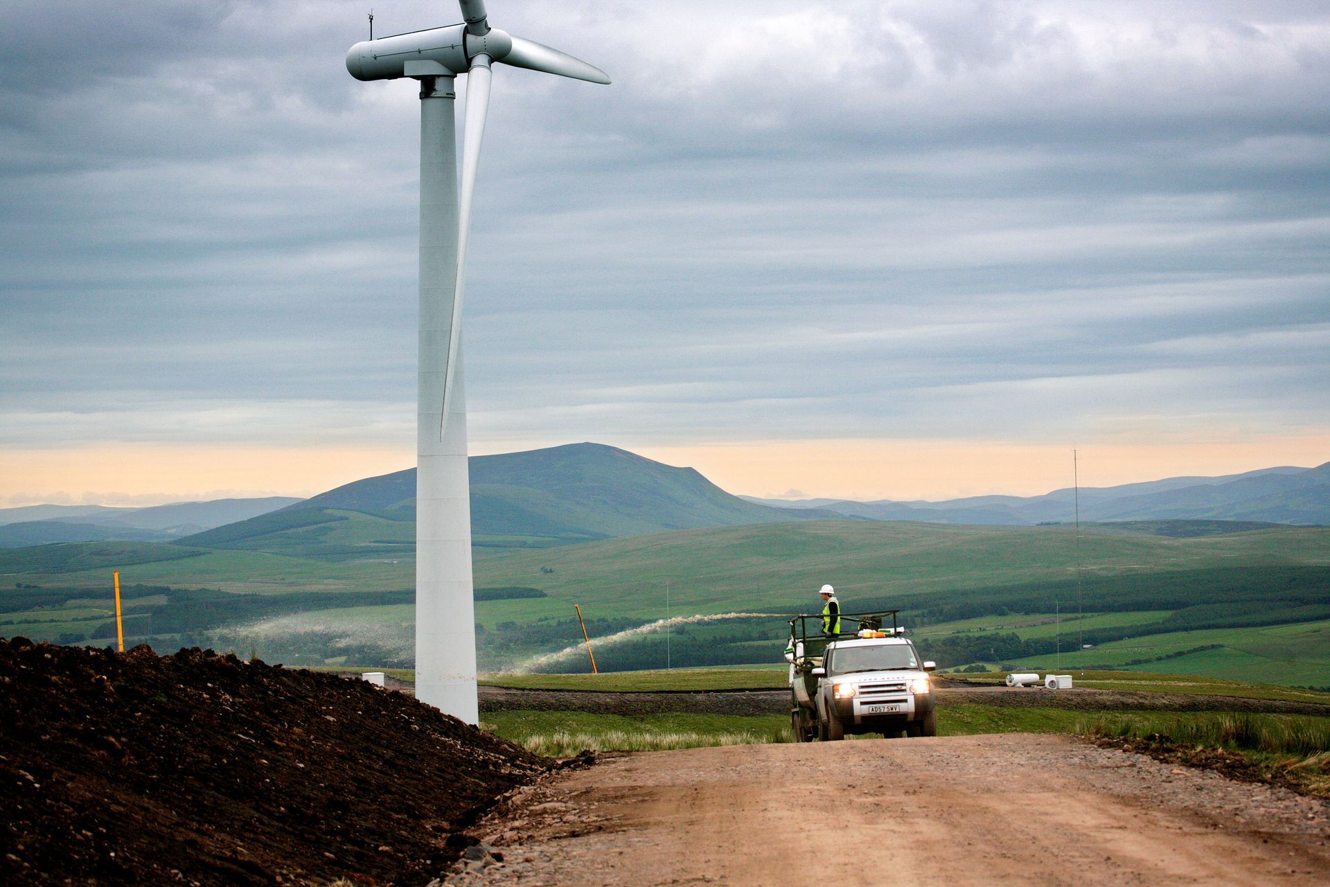 Hydroseeding at Clyde Wind Farm, Lancashire. Over 100 hectares successfully seeded.