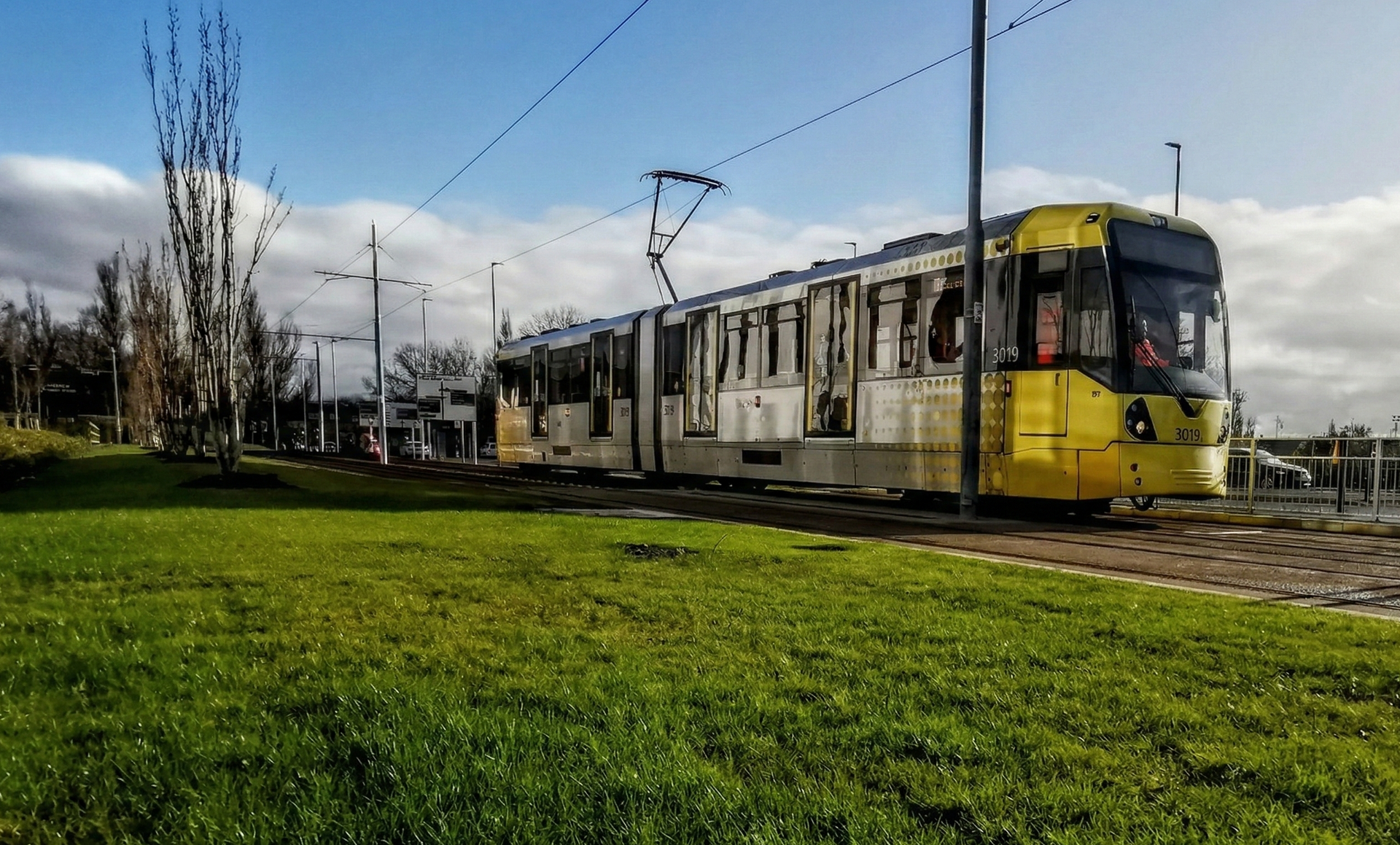 Manchester Metrolink extension hydroseeding along light rail corridor