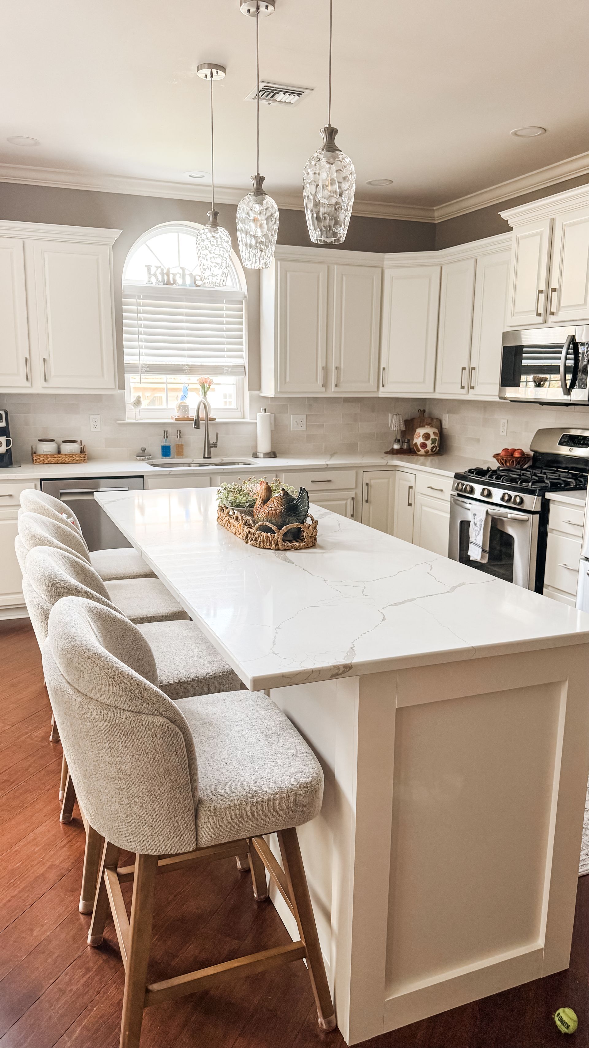 Outdated oak cabinets transformed with modern white paint