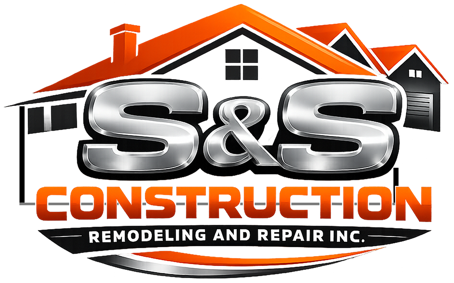 S&S Construction logo with house roof graphic, orange and black text, "Remodeling and Repair Inc."