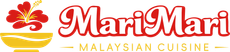 Mari Mari Malaysian Cuisine logo with red flower, bowl, and yellow text