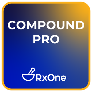 A blue and yellow compound pro logo with a mortar and pestle.