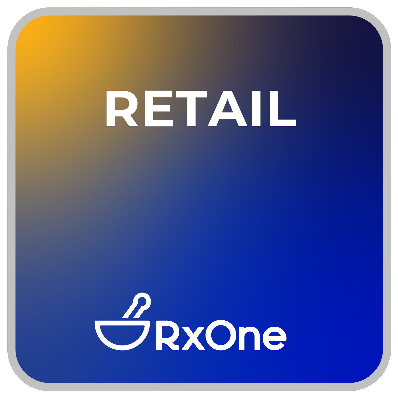 A blue square with the word retail on it.