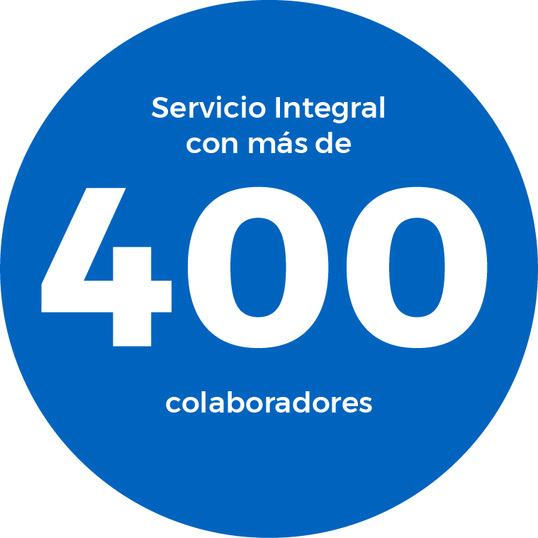 Blue circle with white text: 
