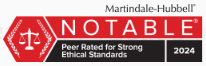 A logo for martindale hubbell notable peer rated for strong ethical standards