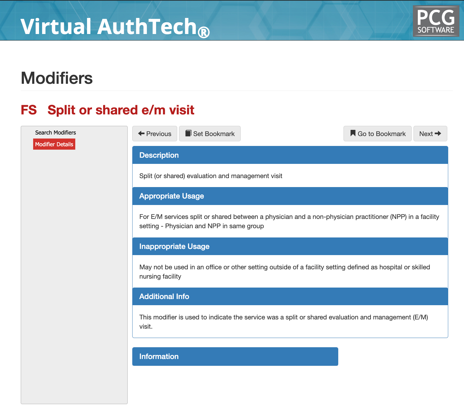 Em Modifier Modifier FS for E/M Visits | PCG