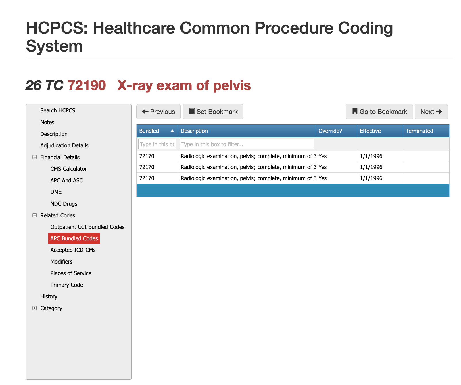 cpt code 72170 terminated,cpt code 72170 status