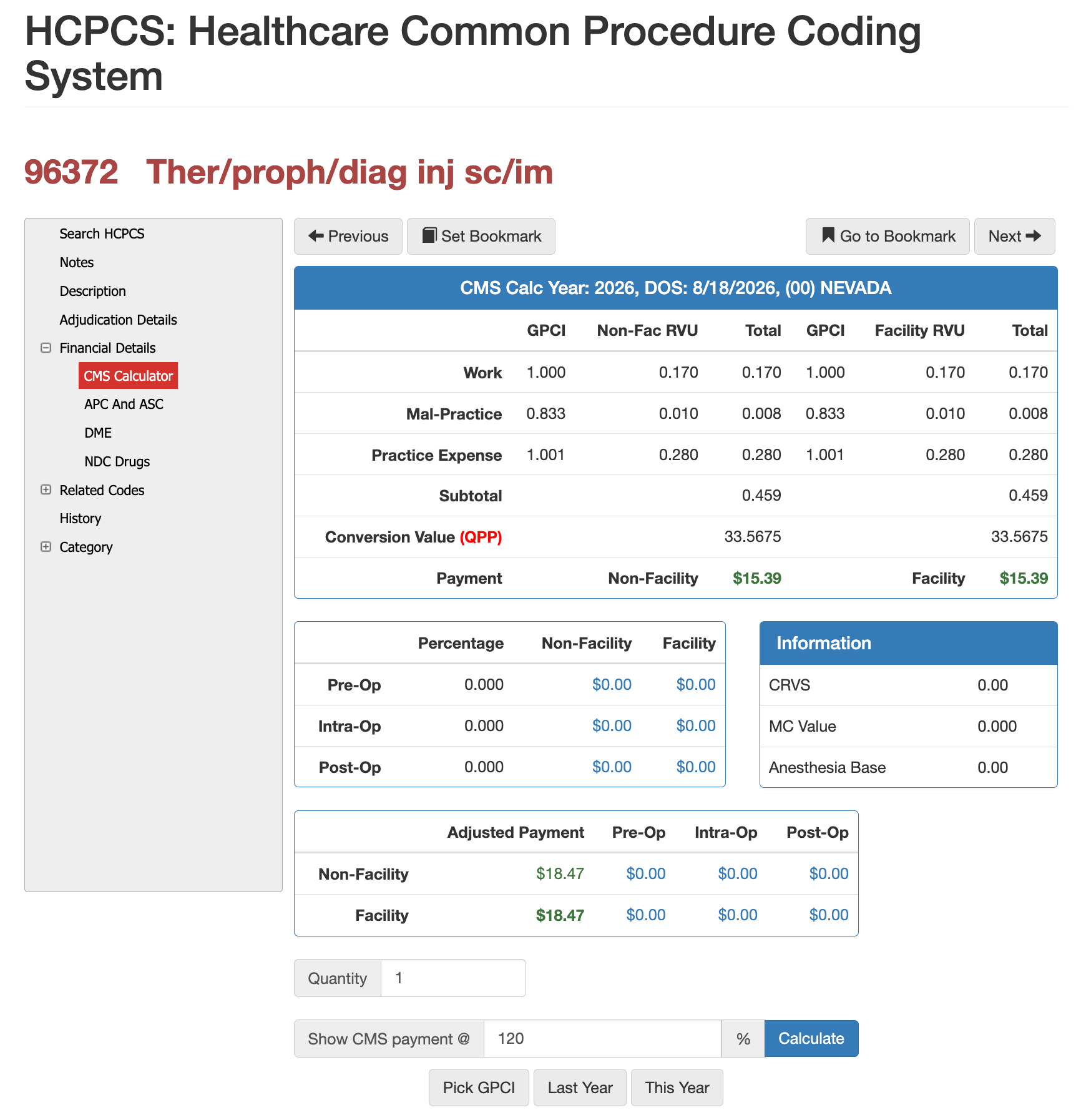 96372 cms calculator,96372 reimbursement