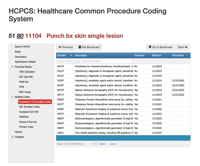 CPT Code 11104