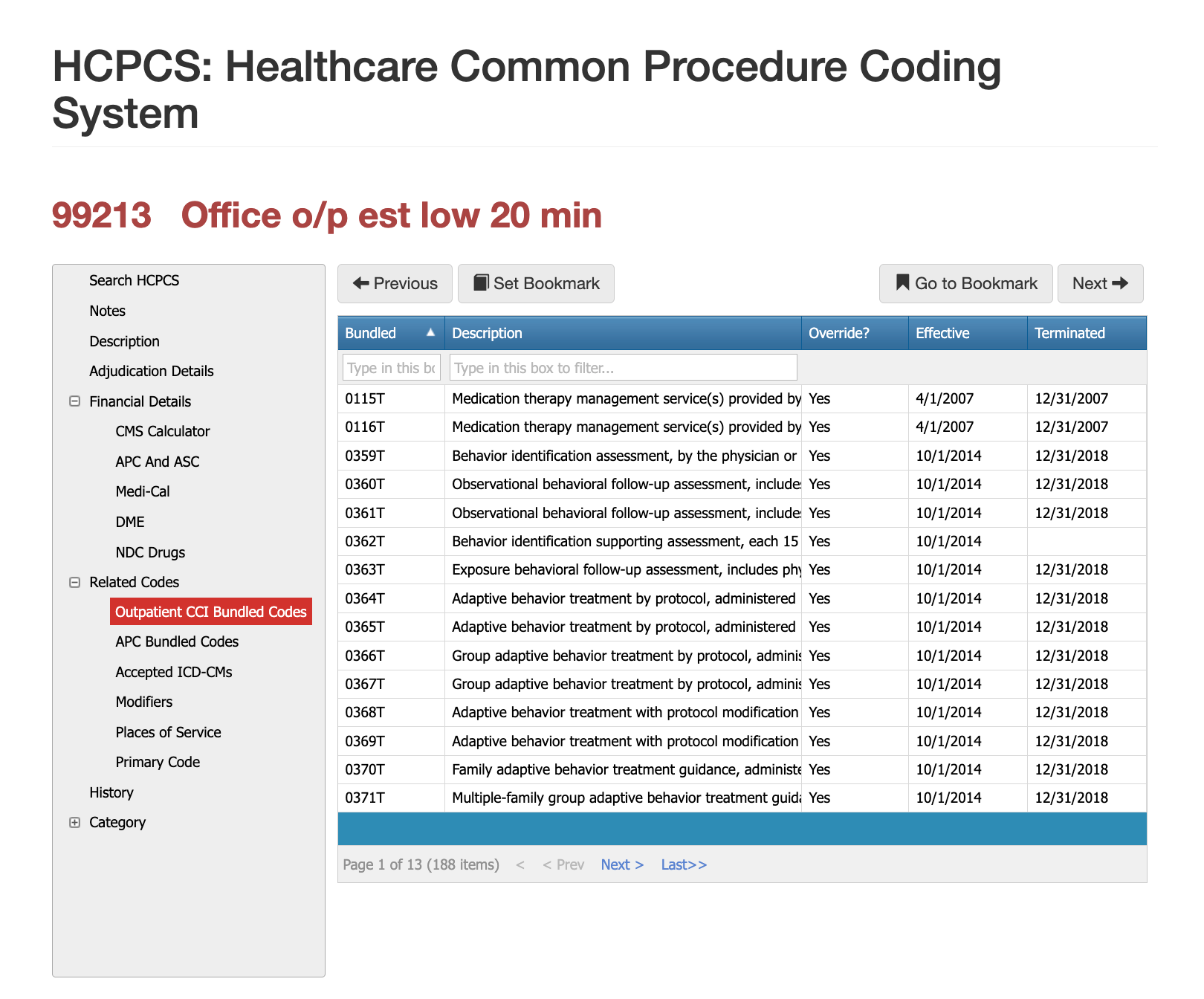cci bundled codes for 99213