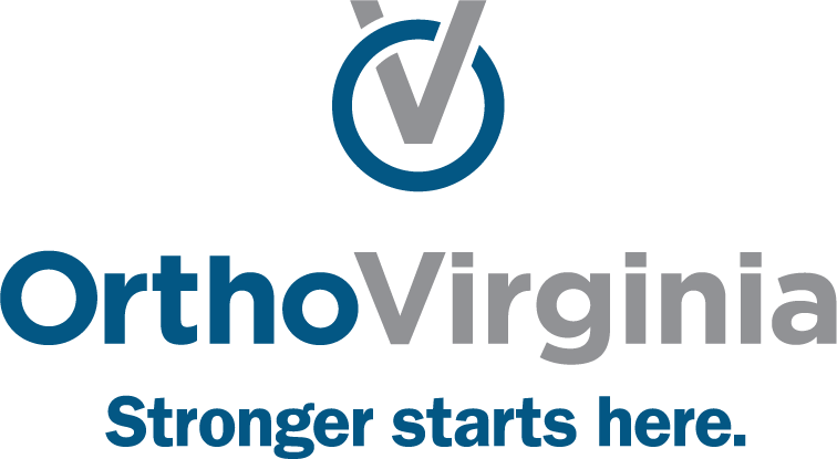 Logo of OrthoVirginia, a healthcare provider, featuring a checkmark symbol and the tagline 