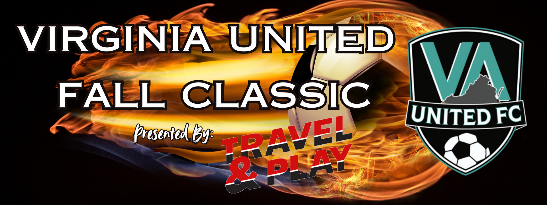 Virginia United Fall Classic logo with a soccer ball and team logo on black background.