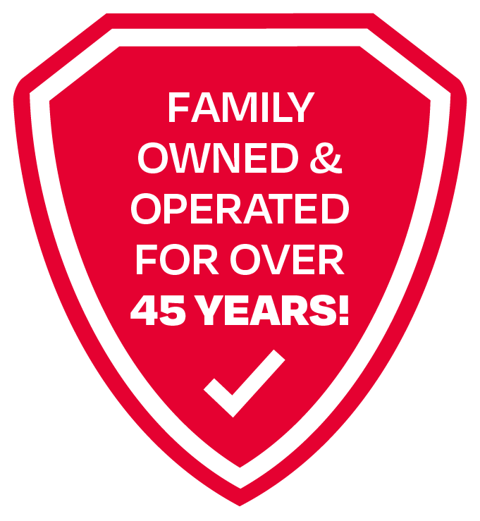 Gold Sticker With Text — Spokane, WA — Morris Clark Siding & Roofing Red Warranty Shield With Text — Spokane, WA — Morris Clark Siding & Roofing