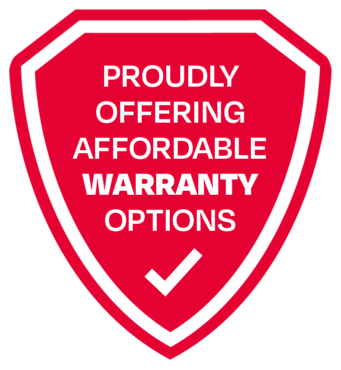 Red Warranty Shield With Text — Spokane, WA — Morris Clark Siding & Roofing