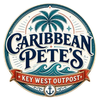 Caribbean Pete&rsquo;s Key West Outpost logo with palm trees, waves, and an anchor in navy, teal, and red