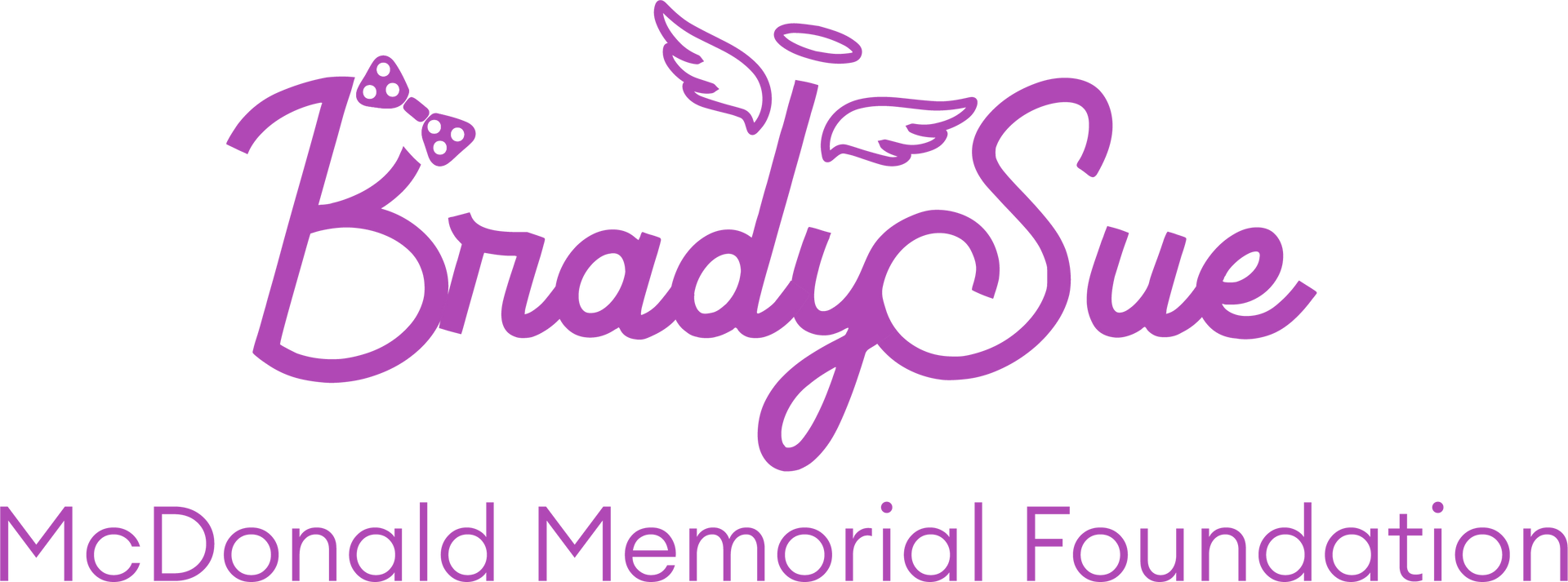 A purple logo for brady sue mcdonald memorial foundation