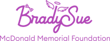 A purple logo for brady sue mcdonald memorial foundation